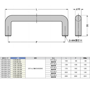 SUGATSUNE ステンレス鋼製 ハンドル H-35型 H-35-288