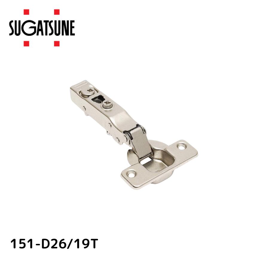 スガツネ工業/LAMP 151-D26/19T ダンパー内蔵・全かぶせ(最大19mm) 151シリーズ スライド丁番本体のみ カップ径φ35 堀込深さ12mm 推奨扉厚14mm～20mm 105度開き スライド ヒンジ 家具 扉 151-D26-19T ※座金別売り※
