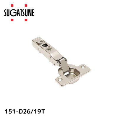 スガツネ工業/LAMP 151-D26/19T ダンパー内蔵・全かぶせ(最大19mm) 151シリーズ スライド丁番本体のみ カップ径φ35 堀込深さ12mm 推奨扉厚14mm～20mm 105度開き スライド ヒンジ 家具 扉 151-D26-19T ※座金別売り※