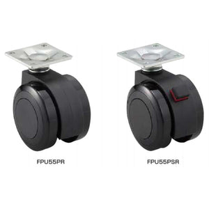 スガツネ工業 ランプ印 エラストマー車キャスター FPU55型 プレートタイプ FPU55PR エラストマー車キャスター プレートタイプ ［スガツネ］FPU55P (仕上/色:ブラック) (仕様:ロック機構付・ロック機構なし) (耐荷重:50kgf)