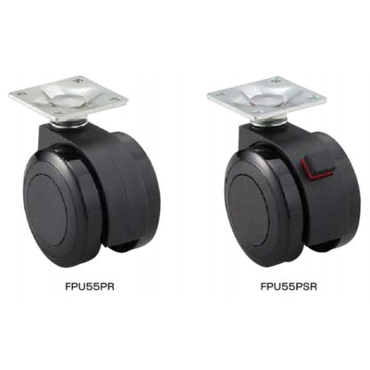 スガツネ工業 ランプ印 エラストマー車キャスター FPU55型 プレートタイプ FPU55PR エラストマー車キャスター プレートタイプ ［スガツネ］FPU55P (仕上/色:ブラック) (仕様:ロック機構付・ロック機構なし) (耐荷重:50kgf)
