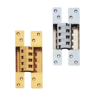 建築ドア用隠し丁番 HES-3038BK型 真鍮磨き/サテンクロムめっき 扉高さ: 2000以下_扉幅: 900以下 スガツネ工業 LAMP ランプ