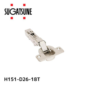 スガツネ工業/LAMP H151-D26-18T ダンパー内蔵・半かぶせ(最大18mm) 厚扉用 H151シリーズ スライド丁番本体のみ カップ径φ40 堀込深さ14mm 推奨扉厚20mm～30mm 94度開き スライド ヒンジ 家具 扉 ※座金別売り※