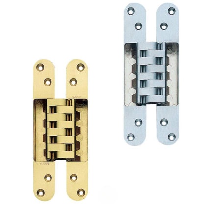 建築ドア用隠し丁番 HES-3030BR型 真鍮磨き/サテンクロムめっき 扉高さ: 2000以下 扉幅: 900以下 スガツネ工業 LAMP ランプ