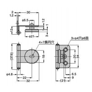 スガツネ工業 GH340SS 170083529 GH34-0SSステンレス鋼製ガラス蝶番 SUGATSUNE