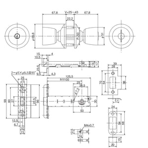 α ミリオンロック サッシ取替錠 ピンシリンダー 33M05-TRW-32D-100ALU