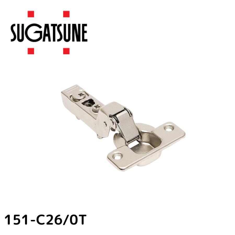 スガツネ工業/LAMP 151-C26/0T キャッチ付・インセット 151シリーズ スライド丁番本体のみ カップ径φ35 堀込深さ12mm 推奨扉厚14mm～20mm 105度開き スライド ヒンジ 家具 扉 151-C26-0T ※座金別売り※