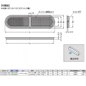 スガツネ工業 SA-D200 210030170 SA-D200ステンレス鋼製空気孔