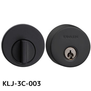 カワジュン レバー丸座 簡易シリンダー3Cセット KLJ-3C-003 マットブラック