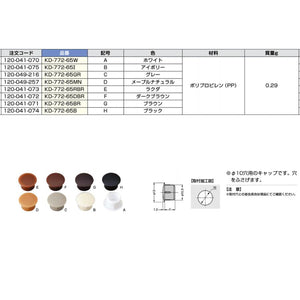 多目的穴埋めキャップ KD-771型、KD-772型 グレー  KD-772-65GR 120-049-216