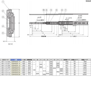 スガツネ工業 ステンレス スライドレール ESR4658 【品番：ESR4658-28】