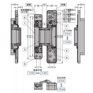 スガツネ HES3D-V135LGR 三次元調整機能付隠し丁番 HES3D-V135LGR【020804 スガツネ工業 ニッケルめっき