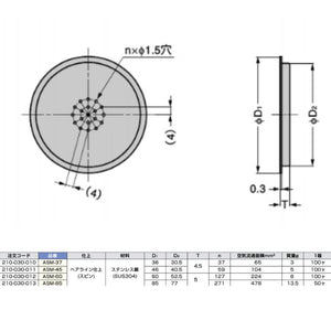 スガツネ工業 ランプ印 ステンレス鋼製空気孔 ASM型 ASM-37