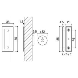 KAWAJUN アウトセット引戸錠 KR-01 表示  3-KR-01-XC